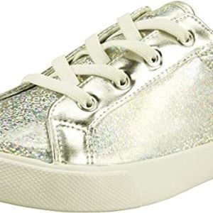 (1511) The Doll Maker Kids' Sneaker Silver Glitter Size 4